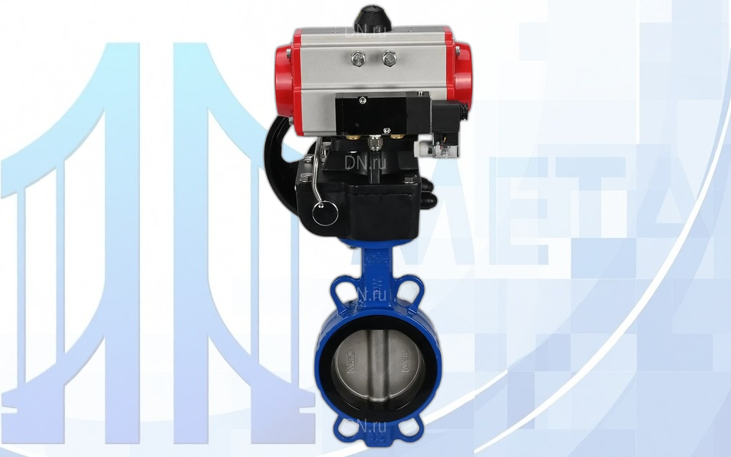 Дисковый поворотный затвор DN200 PN16 с пн/пр PA-DA-130, с пн/распр. 4V320-08 220В, с ручн. дубл. MON3-700-T38-ISO вес-28,5