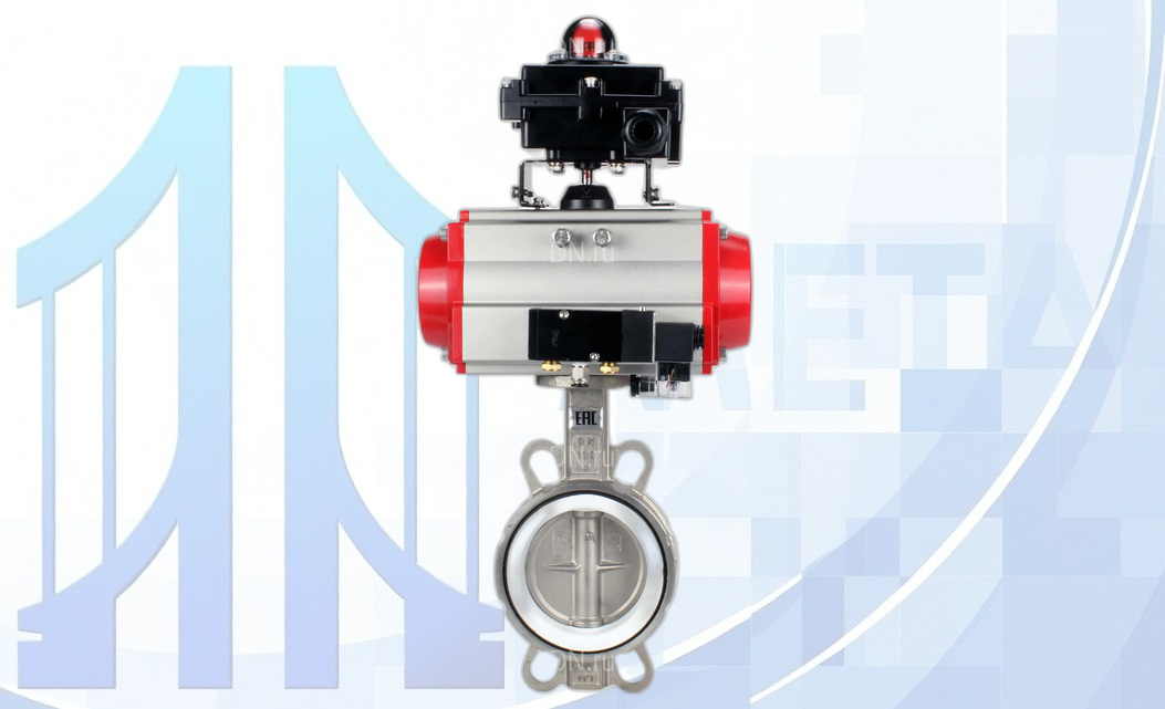 Дисковый поворотный затвор DN250 PN16 с п/п PA-DA-140 2-го действия, с пневмораспр. 4V320-08 220В, с БКВ APL-410N EX вес-32,6