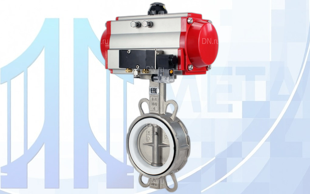 zatvor_s_pnevmo20_08_220v_dn100_4 Дисковый поворотный затвор Ду100 Ру16 с пневмопр. PA-DA-105 2-го действия, с пневмораспр. 4V320-08 220В вес-12,1