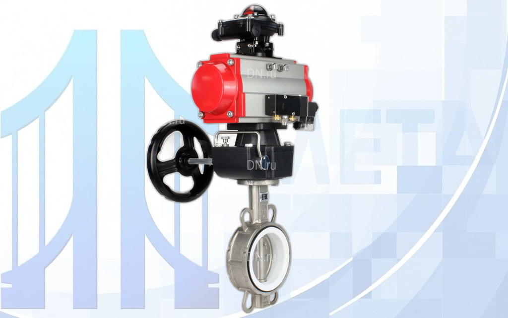 zatvor_s_pnevmo20_08_220v_hdm_apl_210n_dn100_2 Дисковый поворотный затвор Ду100 Ру16 с пневмопр. PA-DA-105, пневмораспр. 4М310-08 220В NAMUR, БКВ APL-210N и ручн. дубл. MON3-700-T38-ISO вес-18,24