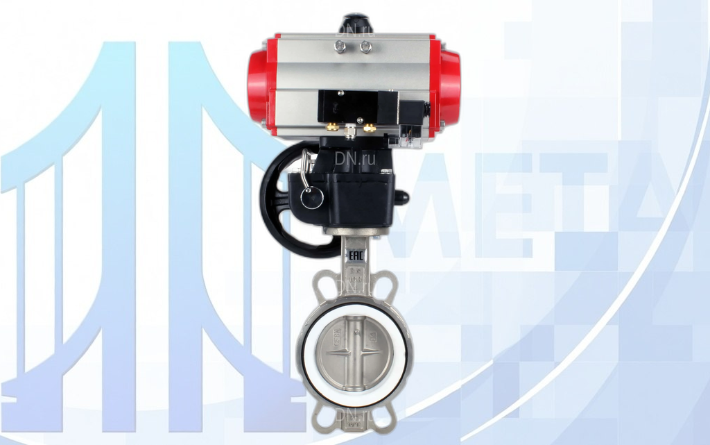 zatvor_s_pnevmo20_08_220v_hdm_dn100_1 Дисковый поворотный затвор Ду100 Ру16 с пневмопр. PA-DA-105, с пневмораспр. 4V320-08 220В, с ручн. дубл. MON3-700-T38-ISO вес-19