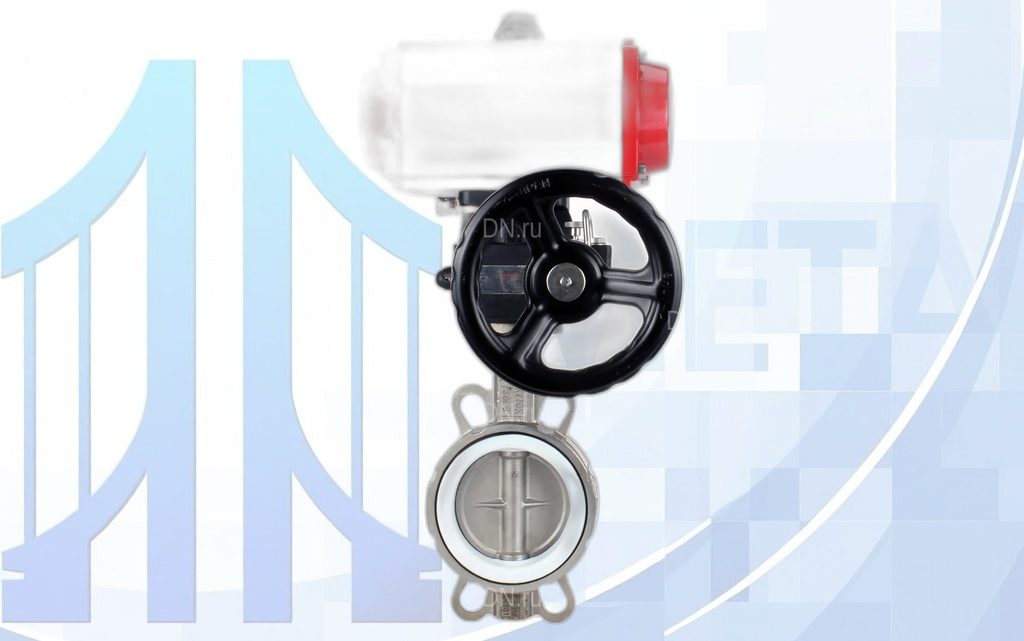 zatvor_s_pnevmo20_08_220v_hdm_dn100_5 Дисковый поворотный затвор Ду100 Ру16 с пневмопр. PA-DA-083 и ручн. дубл. MON2-450-T28-ISO вес-12