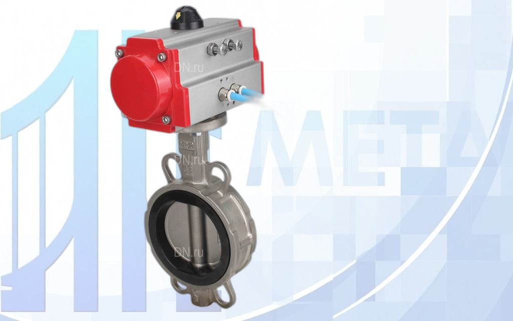 Дисковый поворотный затвор Ду100 PN16 с п/п PA-DA-083 и пневмораспр. 4V320-08 220В вес-8,7