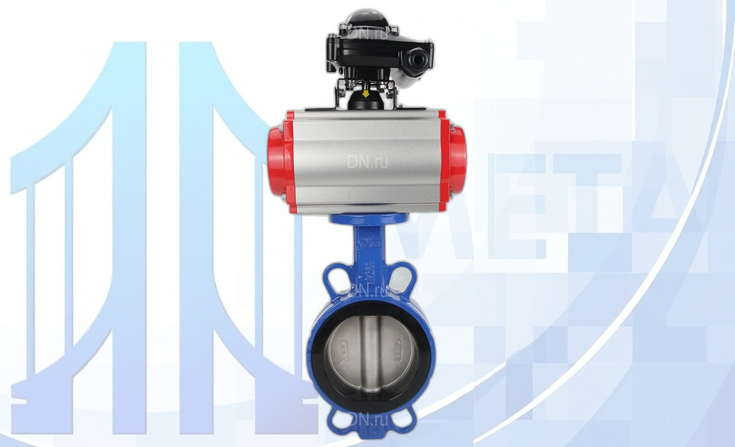 Дисковый поворотный затвор DN200 PN16 с пн/пр PA-DA-130 2-го действия, с пн/распр. 4V320-08 220В, с БКВ APL-210N вес товара-21,82