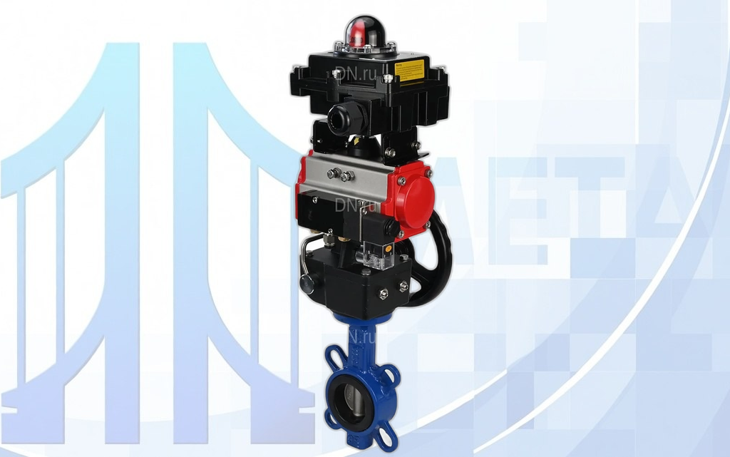 Дисковый поворотный затвор DN50 PN16 с пн/пр PA-DA-065, с пн/распр. 4V320-08 220В, с БКВ APL-410N EX, с ручн. дубл. MON1-250-T26-ISO вес товара-9,3